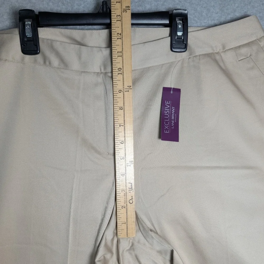 Lane Bryant Womens Trousers Size 18 Khaki Beige Cotton Stretch Cuffed Cropped - Picture 8 of 12